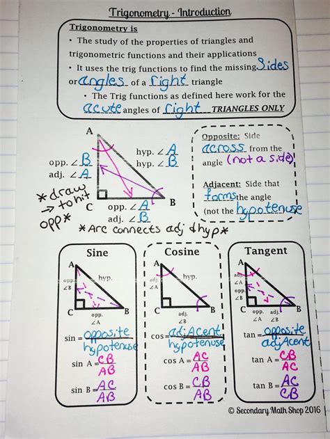 Geometry Right Triangle Formulas