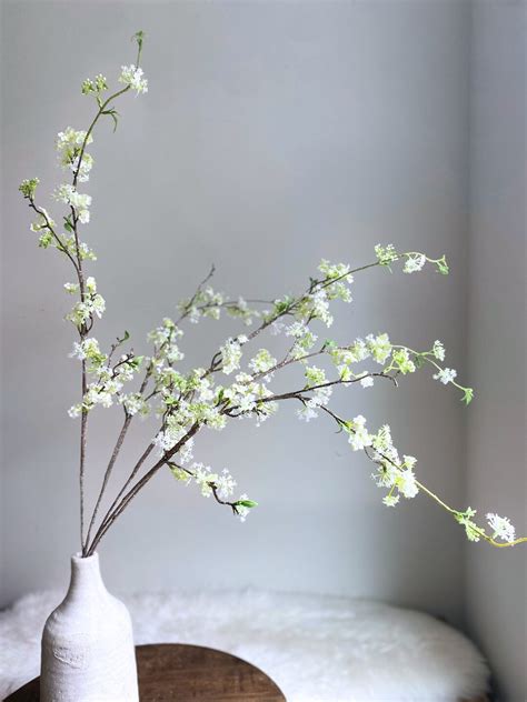 Faux Snow Willow Branch With Buds Artificial Flower Stem / DIY Floral / Wedding / Home ...