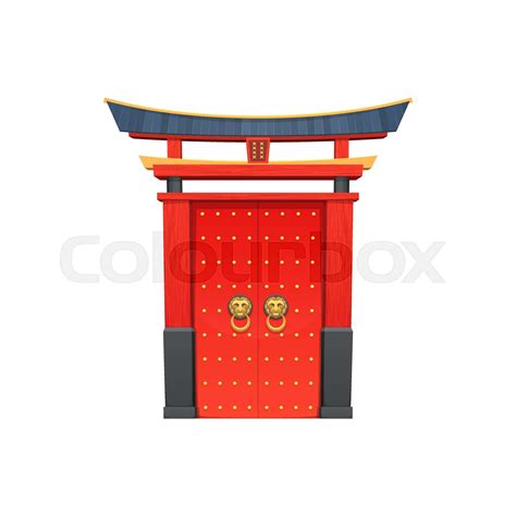 Entrance with roof isolated Chinese gate building | Stock vector ...