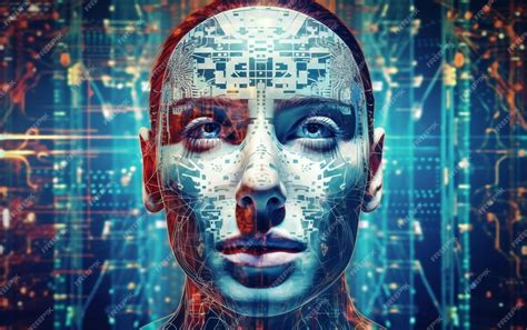 Premium AI Image | A robot face with a circuit board and the word robot ...