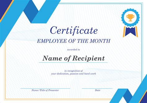 50 Free Creative Blank Certificate Templates In Psd In Employee Of The Month Certificate ...