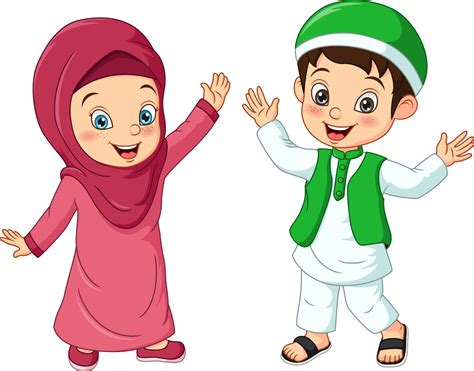 Happy muslim kid cartoon on white background 5113054 Vector Art at Vecteezy