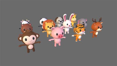 Cartoon Animal Pack - Buy Royalty Free 3D model by bariacg [89c40e8] - Sketchfab Store