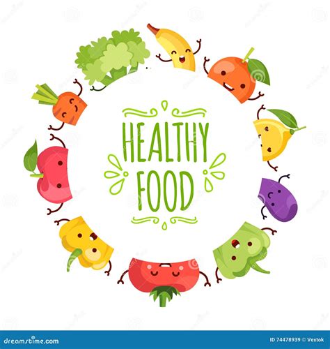 Healthy Food Cartoon Representing Stock Vector - Illustration of shadow, ingredient: 74478939