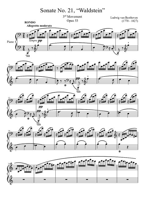 Sonate No. 21, “Waldstein” 3rd Movement Sheet music for Piano (Solo) | Musescore.com