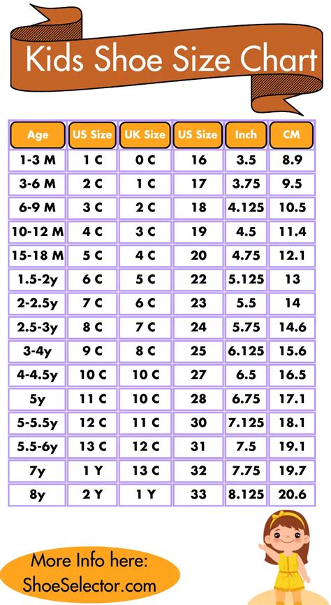 Unisex Shoe Size Chart And Conversations by Age 2023