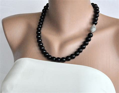 Black Pearl Necklace Single Necklace Pearl Necklace Black