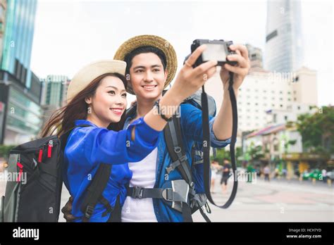 Smiling couple selfie Stock Photo - Alamy