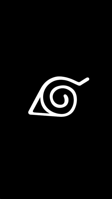 Konoha Symbol, anime, black background, naruto, simple, symbols, white ...