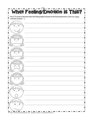 Feelings and Facial Expressions Worksheets