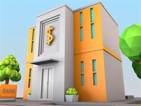 3D model Low Poly Bank building | CGTrader