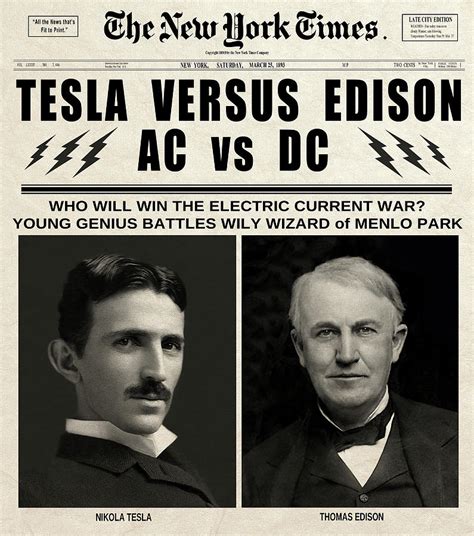 TESLA v s EDISON HEADLINE 1893 Digital Art by Daniel Hagerman