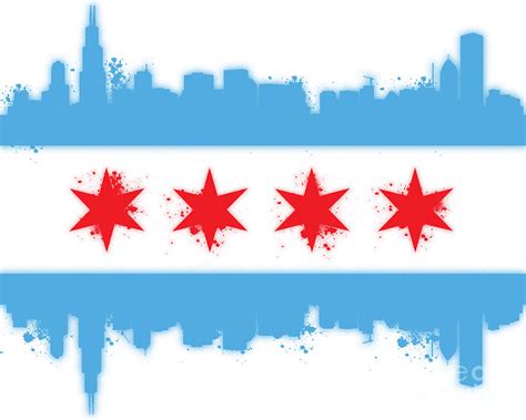 White Chicago Flag Digital Art by Mike Maher - Fine Art America