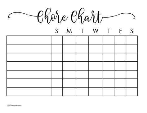 FREE chore chart template | 101 Different Designs