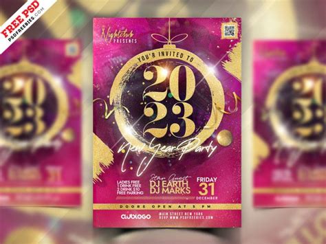 2023 New Year Party Flyer PSD Template | PSDFreebies.com