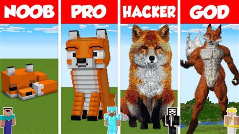 Minecraft REAL LIFE FOX STATUE HOUSE BUILD CHALLENGE - NOOB vs PRO vs HACKER vs GOD / Animation ...