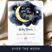 Over the Moon Celestial Baby Shower Stars Space Invitation | Zazzle