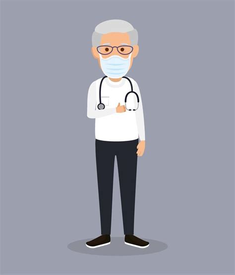 old doctor male using face mask with stethoscope 1877635 Vector Art at Vecteezy