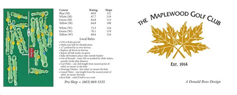 The Maplewood Golf Club Scorecard