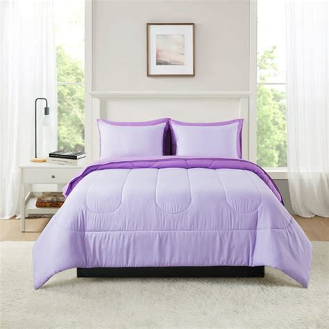 Mainstays Purple Reversible 7-Piece Bed in a Bag Comforter Set with Sheets, Queen - Walmart.com