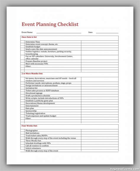 55 Free Event Planning Checklist Template | hennessy events