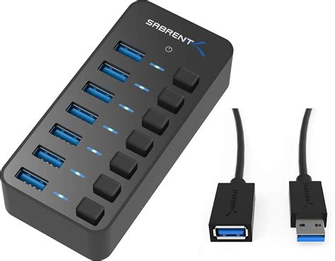 Amazon.com: 7 Port USB 3.0 Hub with Individual Power Switches and LEDs ...