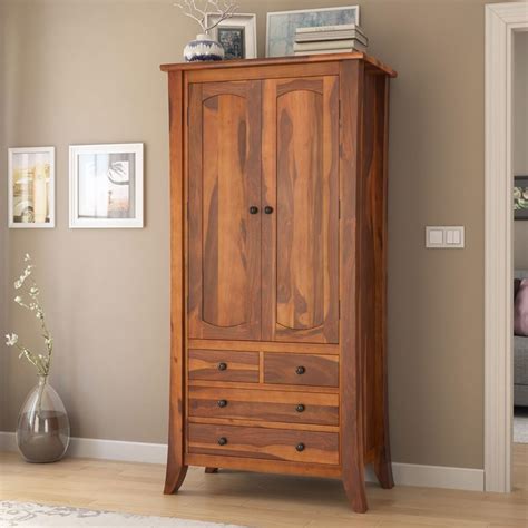 Georgia Rustic Solid Wood Wardrobe Armoire Closet with 4 Drawers