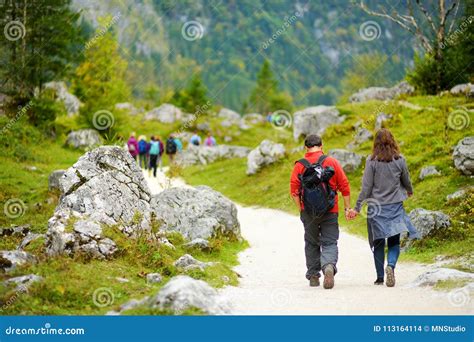 Tourists on a Hiking Trails Around Picturesque Konigssee, Known As Germany`s Deepest and ...