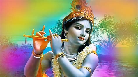 Krishna With Flute In Colorful Background God HD Krishna Wallpapers | HD Wallpapers | ID #79655
