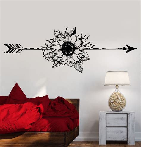 Vinyl Wall Decal Arrow Flower Art Decoration Bedroom Design Stickers ...