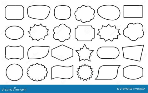 Speech Bubble Shape Text Frame Box Black Line Set Stock Vector - Illustration of design, label ...