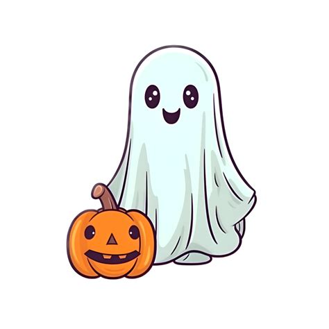 Halloween Cute Ghost Jackolantern Clipart AI Generated 25252133 PNG