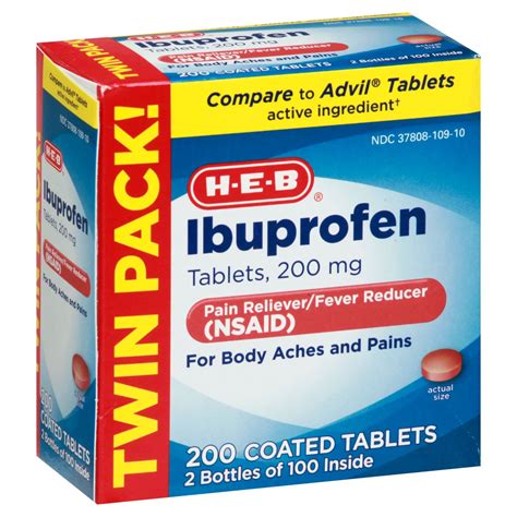 H-E-B Ibuprofen 200 mg Coated Tablets Value Pack - Shop Pain Relievers at H-E-B