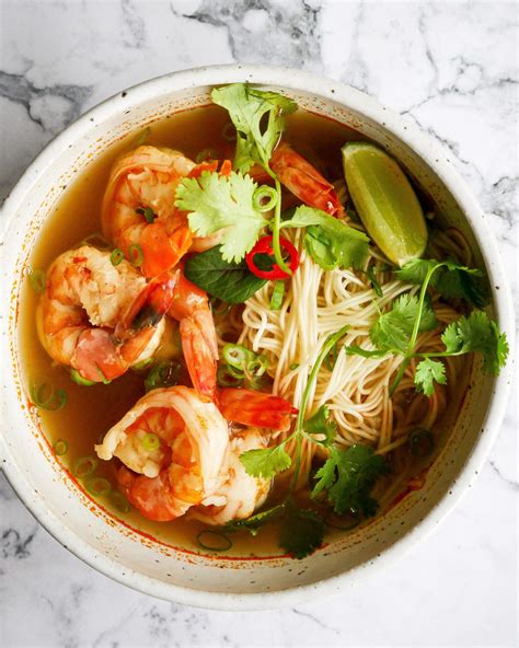 Asian spiced prawn noodle soup with a rich homemade prawn broth : r/recipes