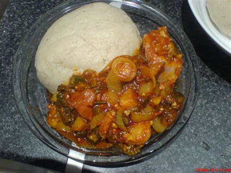 Banku with Chopped Okro Stew - spicyfafa