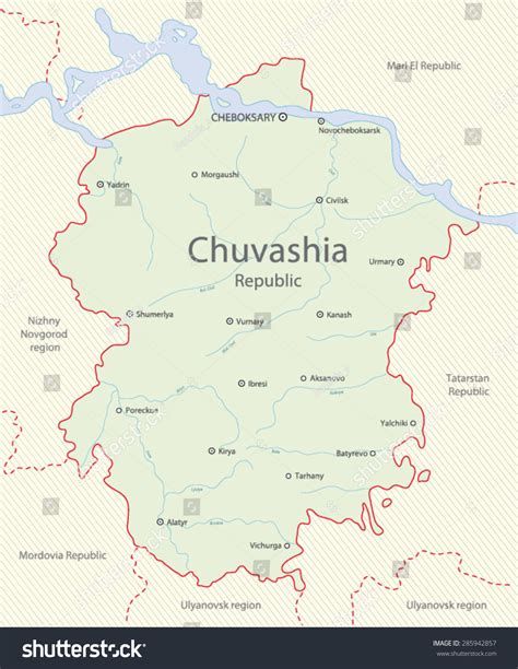 Detailed Map Chuvashia Republic Russia: vector de stock (libre de regalías) 285942857