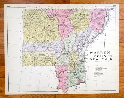 Antique Warren County New York 1912 New Century Atlas Map | Etsy