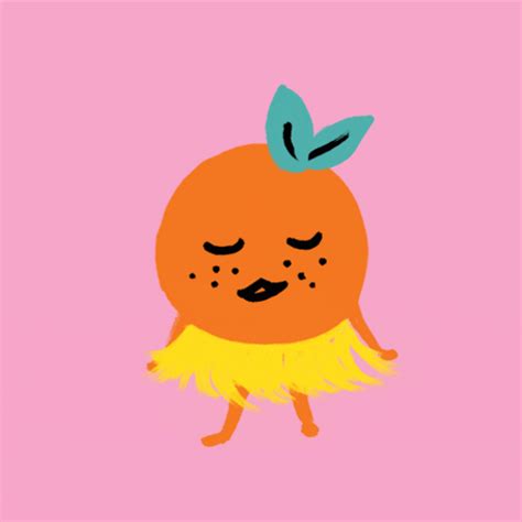 Pastel Orange Cartoon In Grass Skirt Aesthetic GIF | GIFDB.com