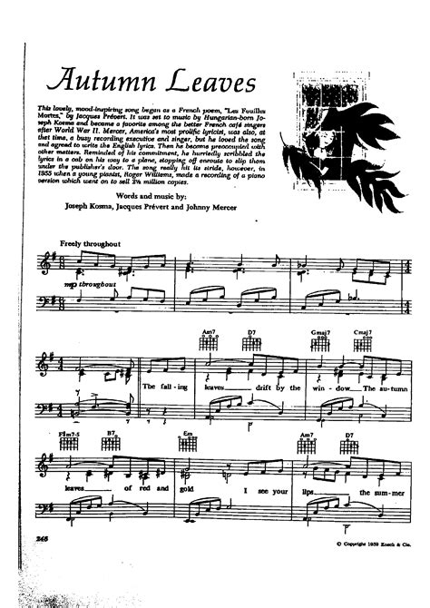 Joseph Kosma-Les Feuilles Mortes Sheet Music pdf, - Free Score Download ★