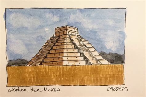 Chichen Itza Sketch at PaintingValley.com | Explore collection of ...