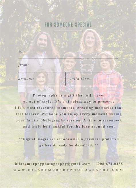 Family Photography Gift Certificate