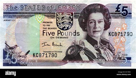 States of Jersey Five pound note Queen Elizabeth 2 £5 Currency Money ...