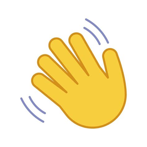 Waving hand gesture emoji color icon. Hello, hi, bye, goodbye hand ...