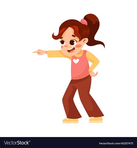 Little girl pointing finger at somebody playing Vector Image