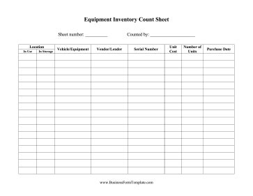 Equipment Inventory Template