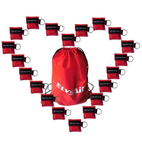 Buy Pack of 50 pcs CPR Face Shield with Keychain Kit One-Way Valve CPR Breathing Barrier for ...