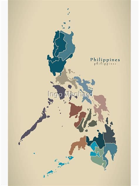 "Modern Map - Philippines regions map PH" Poster for Sale by Ingo Menhard | Redbubble