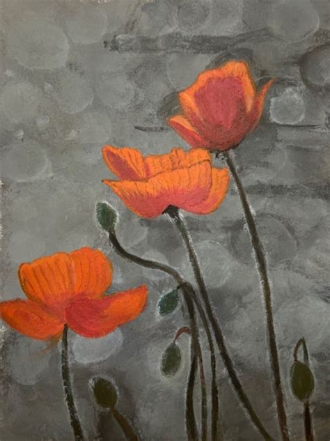 Colorful Acrylic Painting of Poppy Flowers