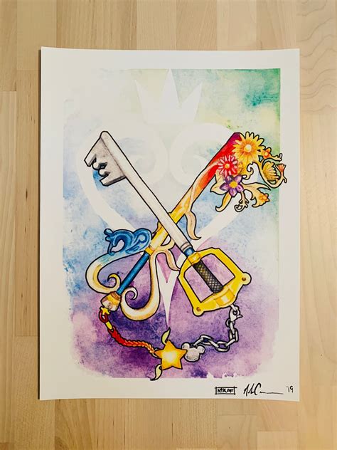 Kingdom Hearts Keyblade Love Watercolor Art Print 5x7 - Etsy