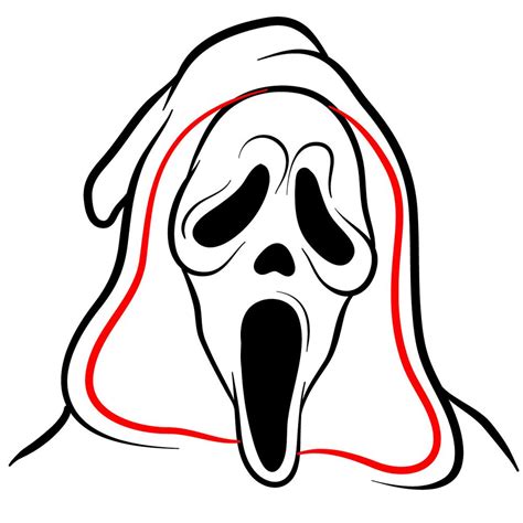 How to draw Ghostface (the Scream Mask) - Sketchok drawing guides